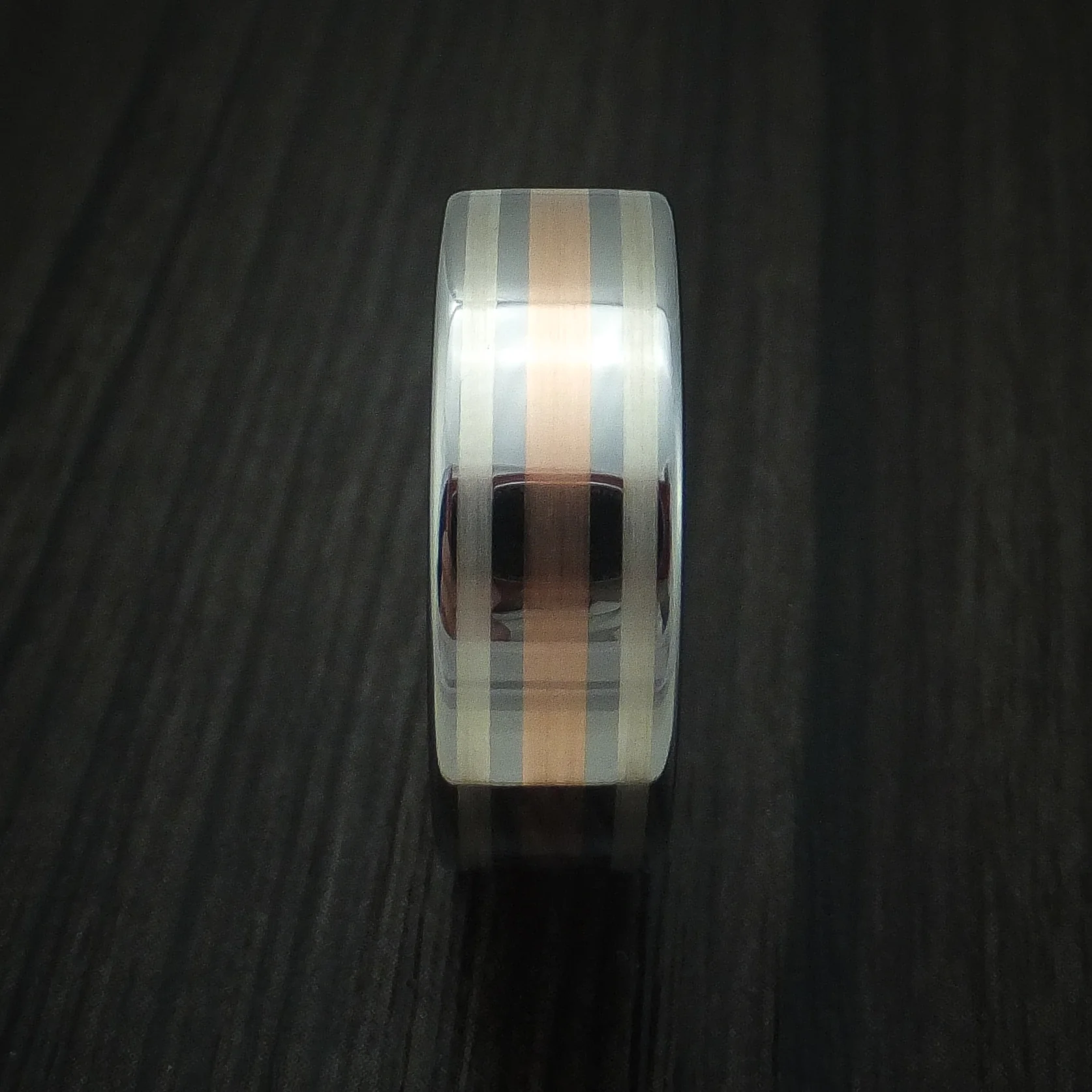 Tungsten Rose Gold and Silver Band Men's Ring - Image 3