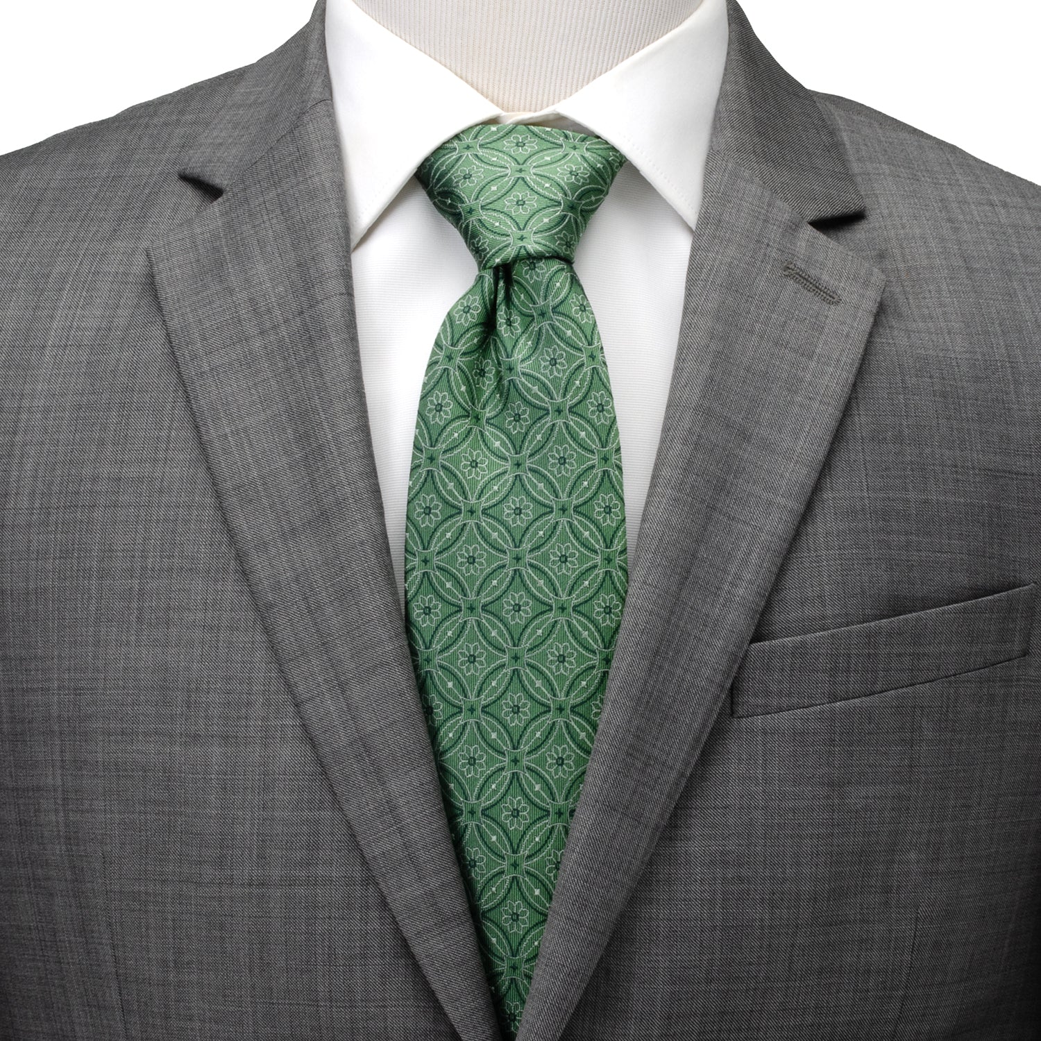 Watercress Green Tiled Men's Tie - Image 2