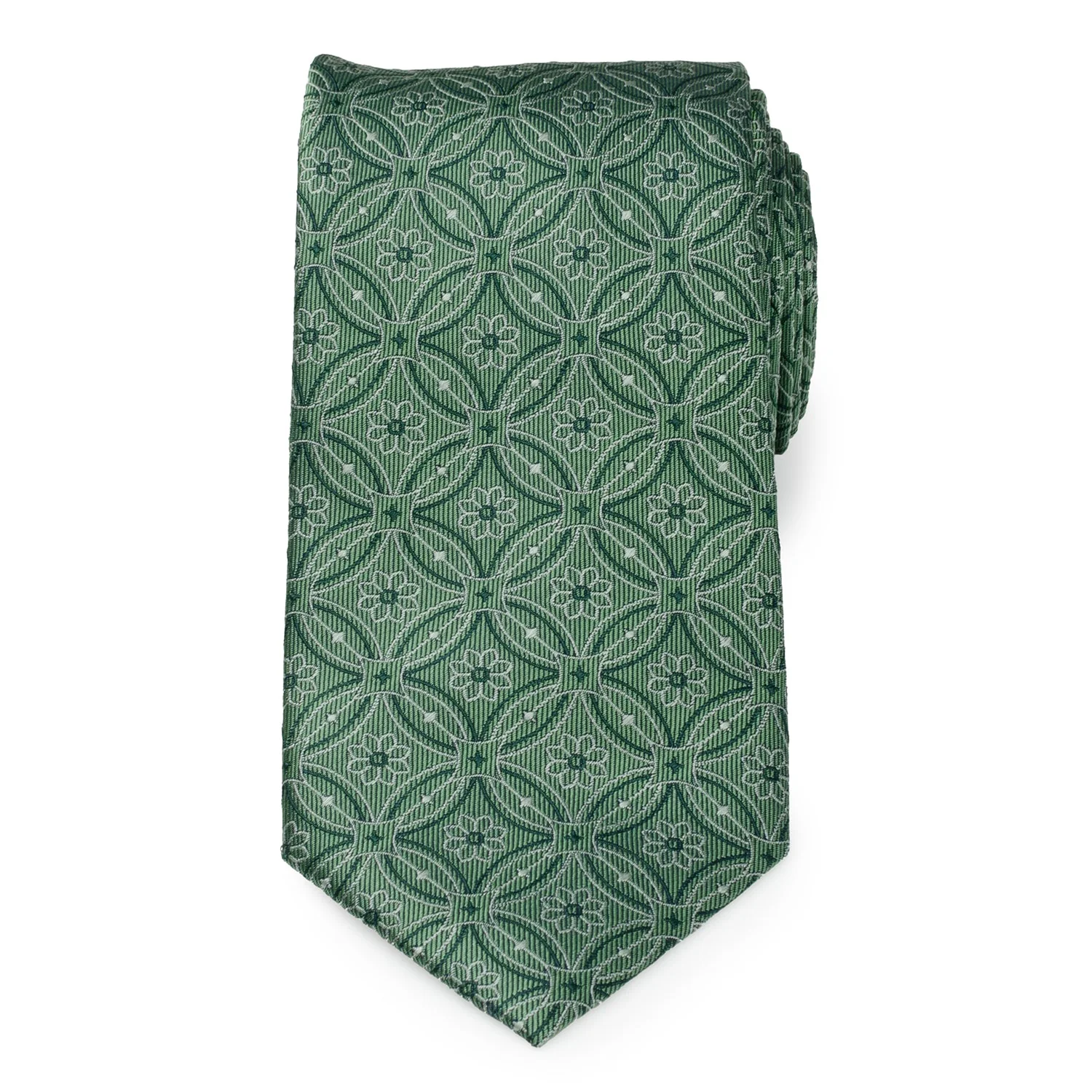 Watercress Green Tiled Men's Tie - Image 3
