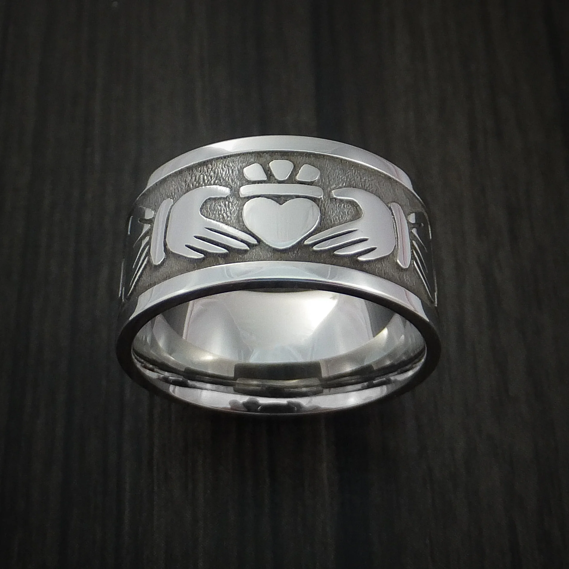 Wide Inconel Claddagh Celtic Knot Men's Ring Custom Made Band - Image 2