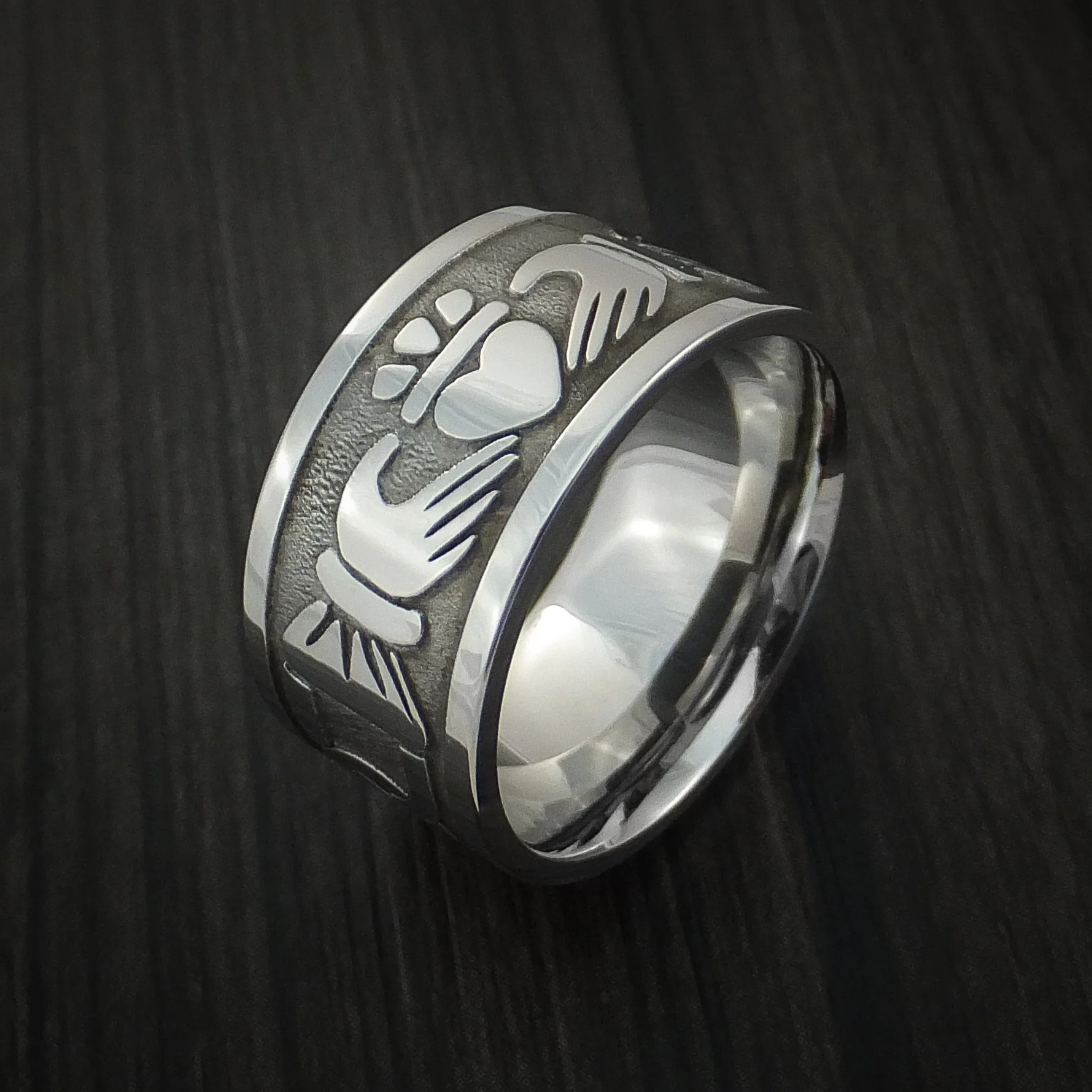 Wide Inconel Claddagh Celtic Knot Men's Ring Custom Made Band - Image 3