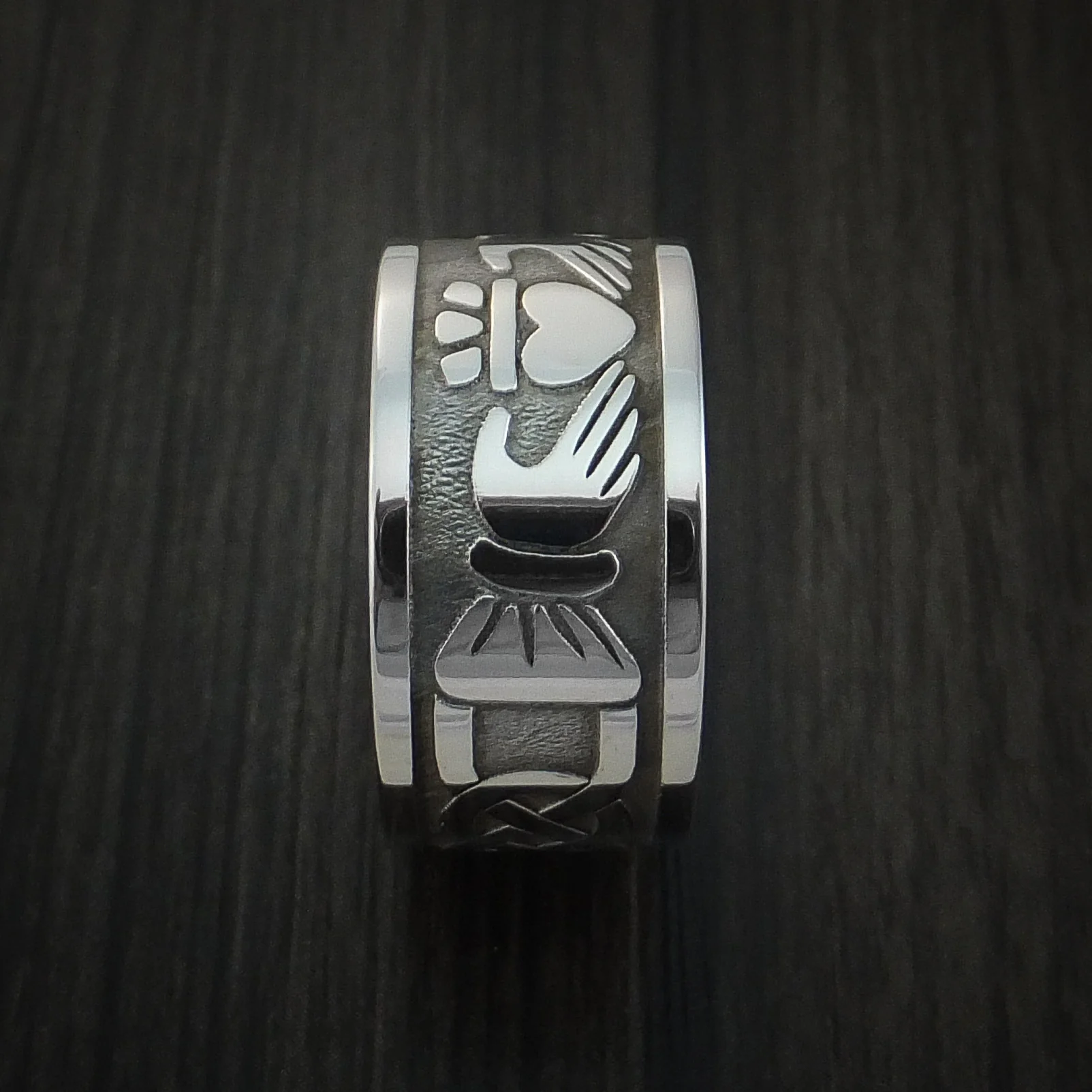 Wide Inconel Claddagh Celtic Knot Men's Ring Custom Made Band - Image 4