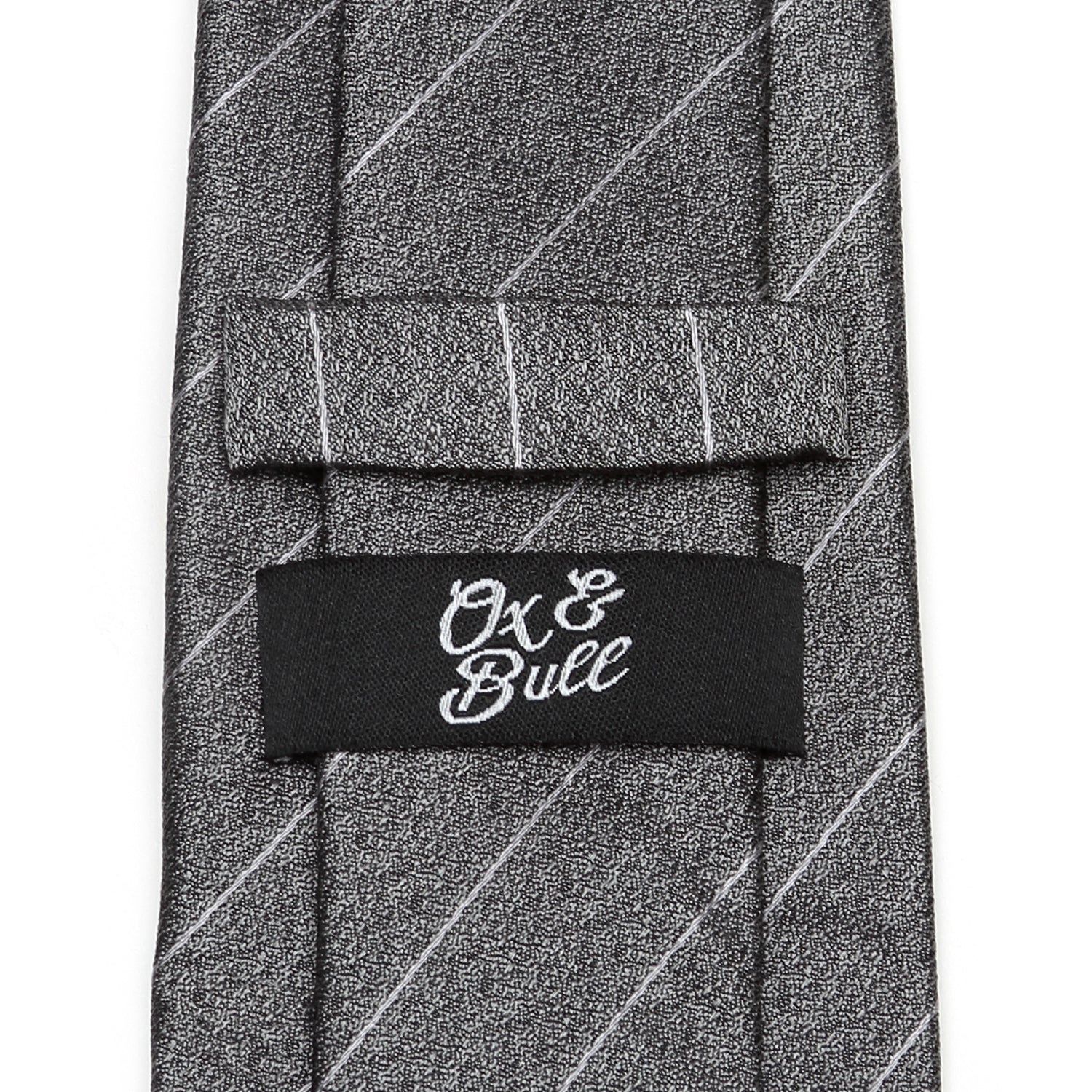 Woven Gray Stripe Men's Tie - Image 4