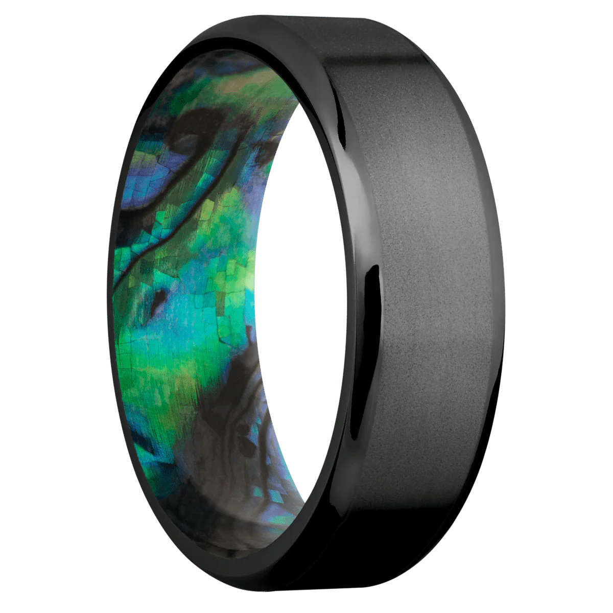 Zirconium + Bead , Polish Finish + Abalone