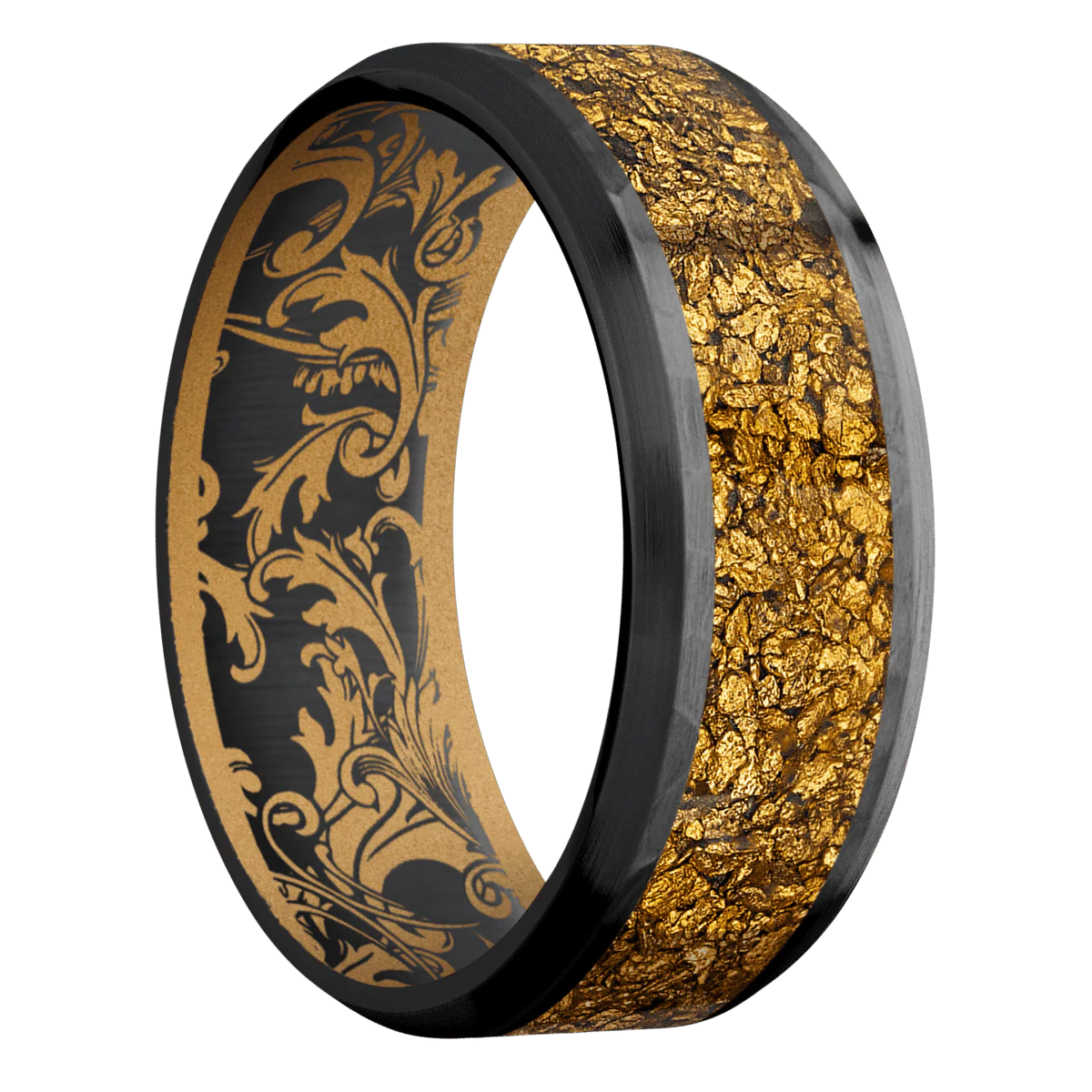 Zirconium + Hammer , Satin Finish + Gold