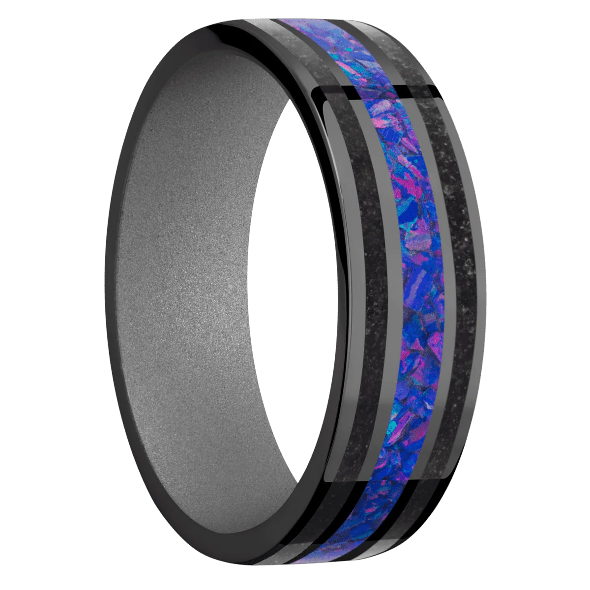 Zirconium + Polish Finish + Crushed Silver