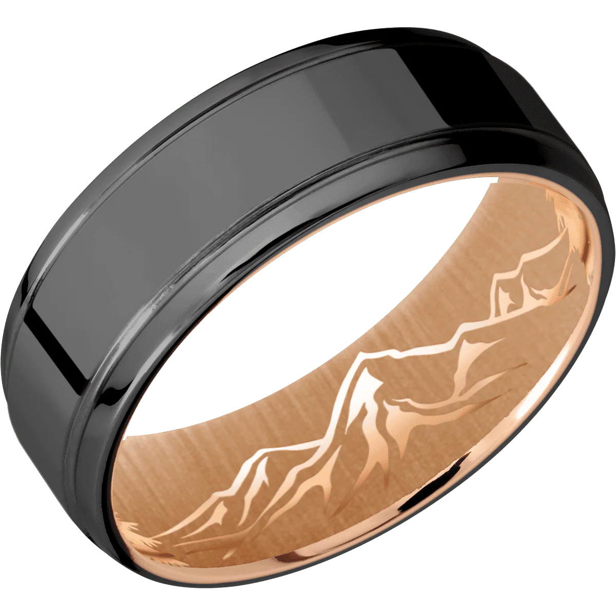 Zirconium + Polish , Polish Finish + 14K Rose Gold - Image 2