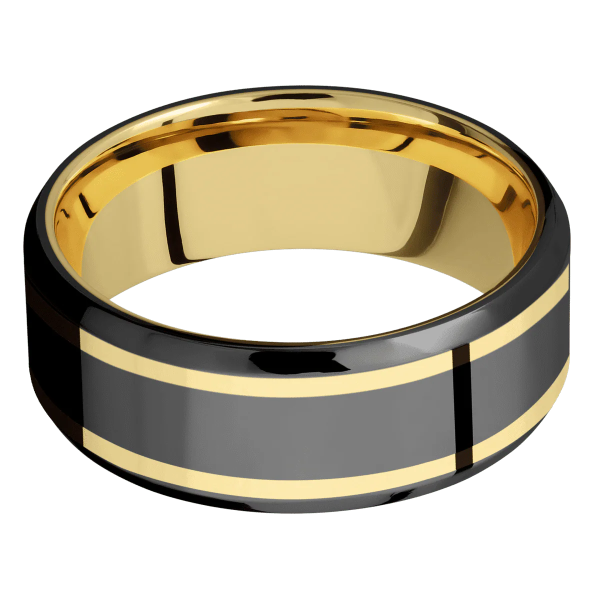 Zirconium + Polish , Polish Finish + 14K Yellow Gold - Image 3